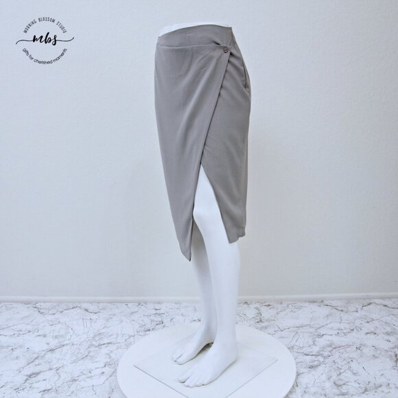 NWT Glamorous Split Wrap Midi Skirt Gray Women S - Picture 1 of 9